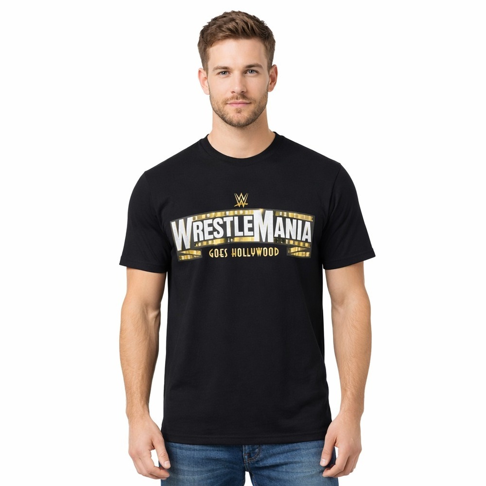 Vintage WWE WrestleMania "Goes Hollywood" T-Shirt Black Size Medium - Picture 2 of 7